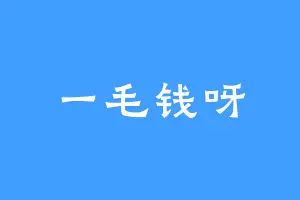 一毛钱呀