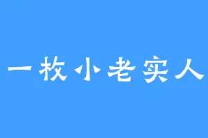一枚小老实人