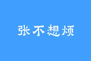 张不想烦