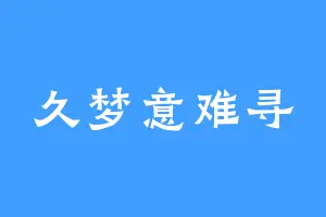 久梦意难寻