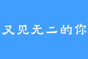 又见无二的你
