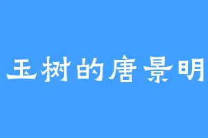 玉树的唐景明